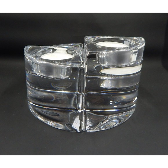 Orrefors Sweden Quartet Crystal Votive Candle Holders by Helene Krantz Set of 4 - Picture 3 of 10